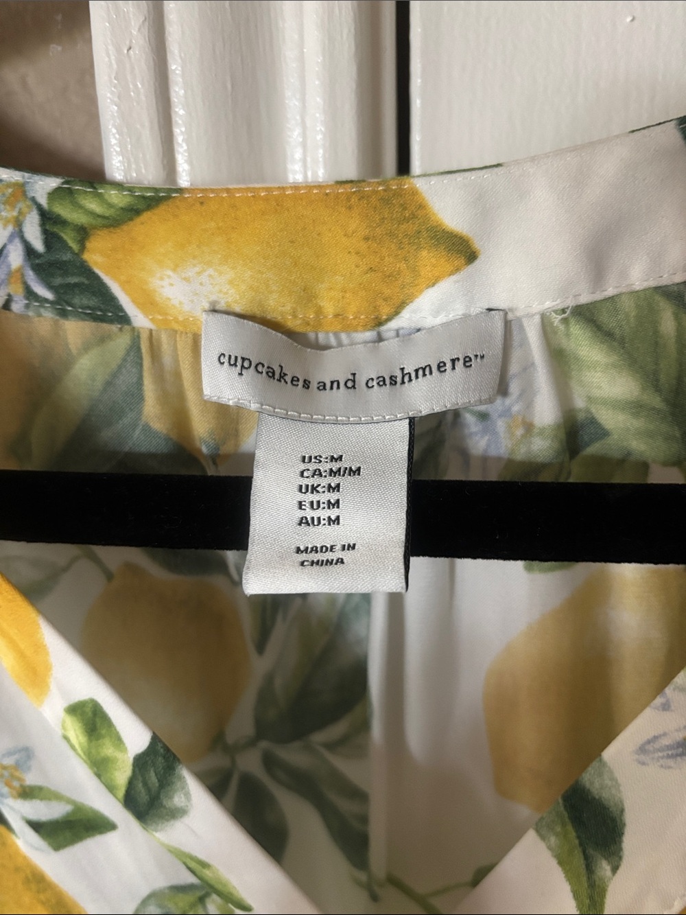 cupcakes & cashmere White Lemon-Print V-Neck Blouse - Picture 2 of 6